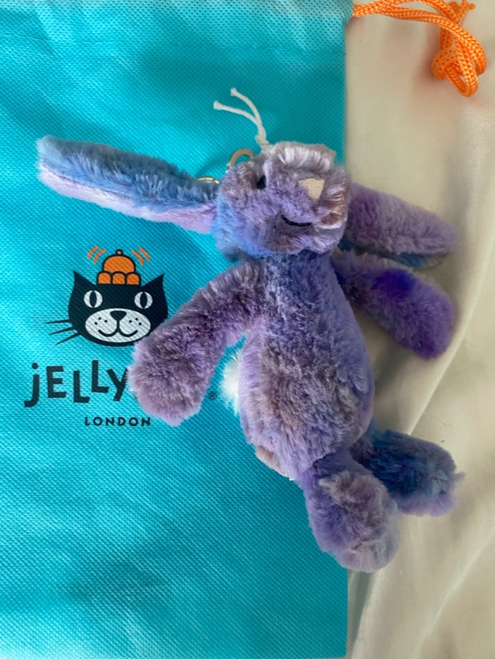 Jellycat Lavender and Blue Plush Bunny Keyring